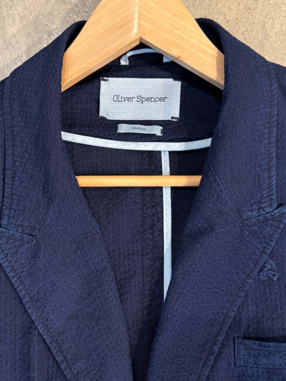 Oliver Spencer Seersucker Blazer - Indigo/Navy - size 44